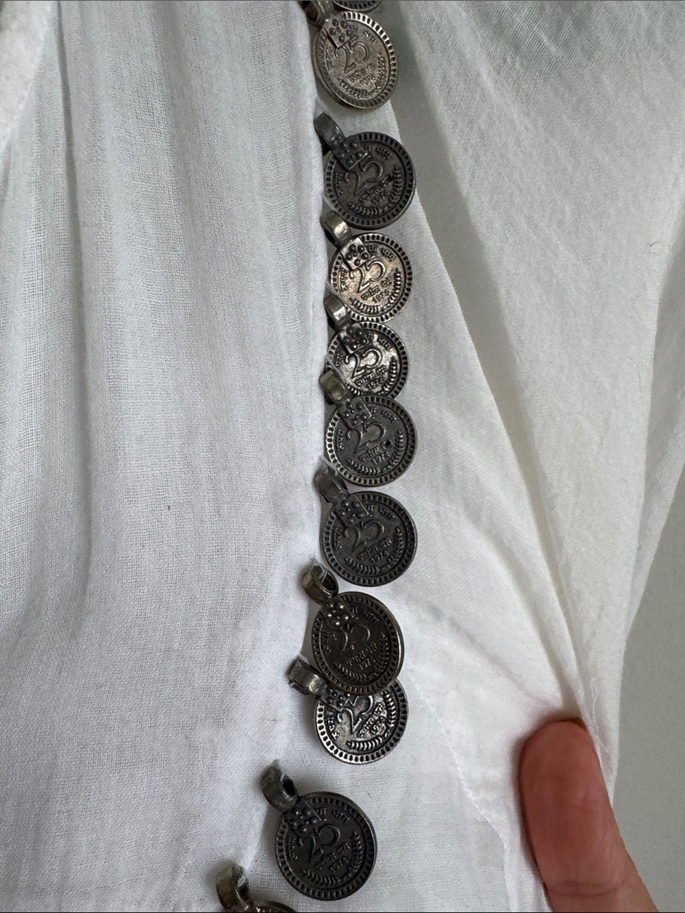 Mes Demoiselles Paris Ania White  Boho Peasant Blouse Coin Embellished Size 38 - Picture 5 of 13